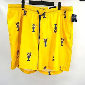 Club Room Lined Swim Trunks Mens XXL Yellow‎ Quick Dry Novelty Print 7"Inseam